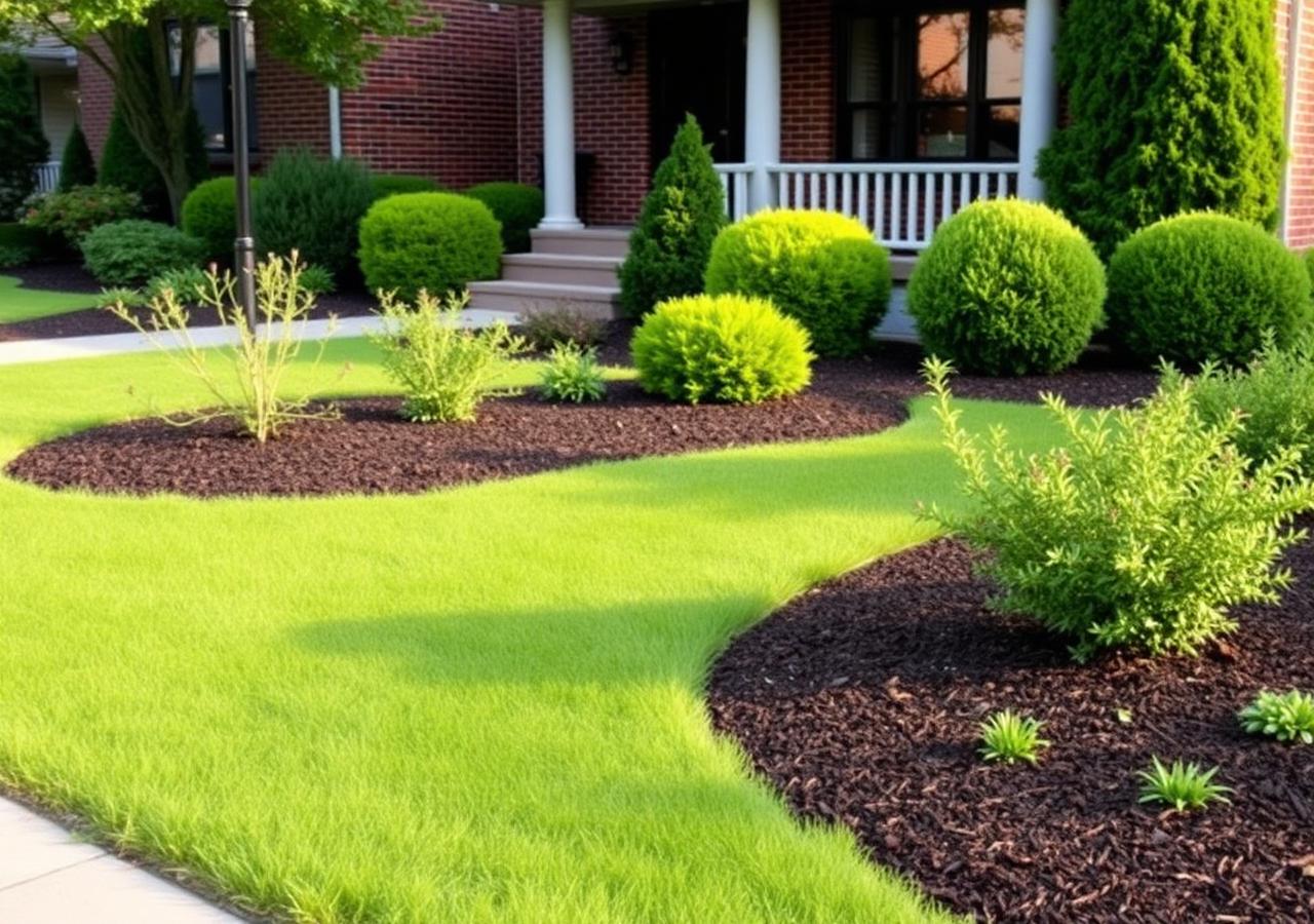 Manicured lawn and garden beds in front of a well-kept Toronto rental property